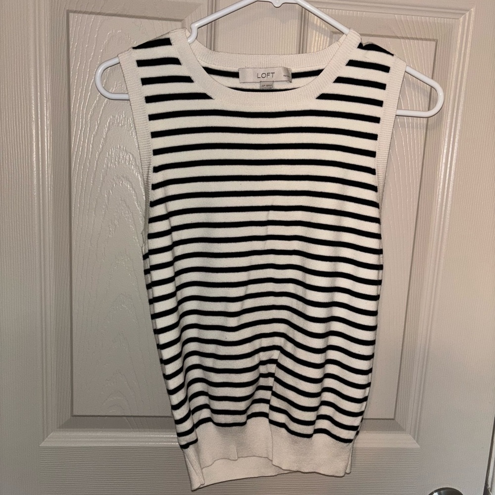 LOFT Black and White Striped Knit Top